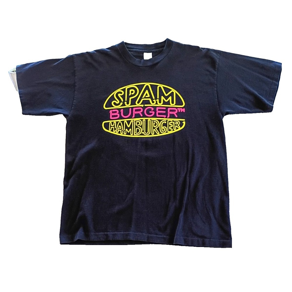 Vintage 90's Single Stitch Spam Burger Hamburger Dark Blue Size XL